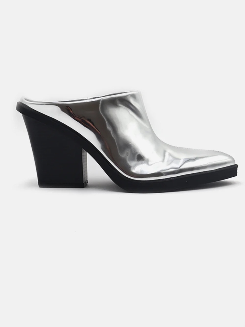 Katy Perry Collections The Citygurl Silver Metallic Block Heel Mule